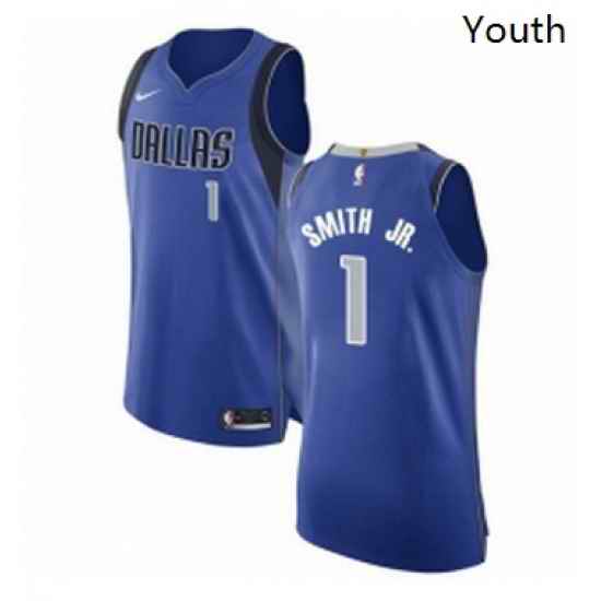 Youth Nike Dallas Mavericks 1 Dennis Smith Jr Authentic Royal Blue Road NBA Jersey Icon Edition